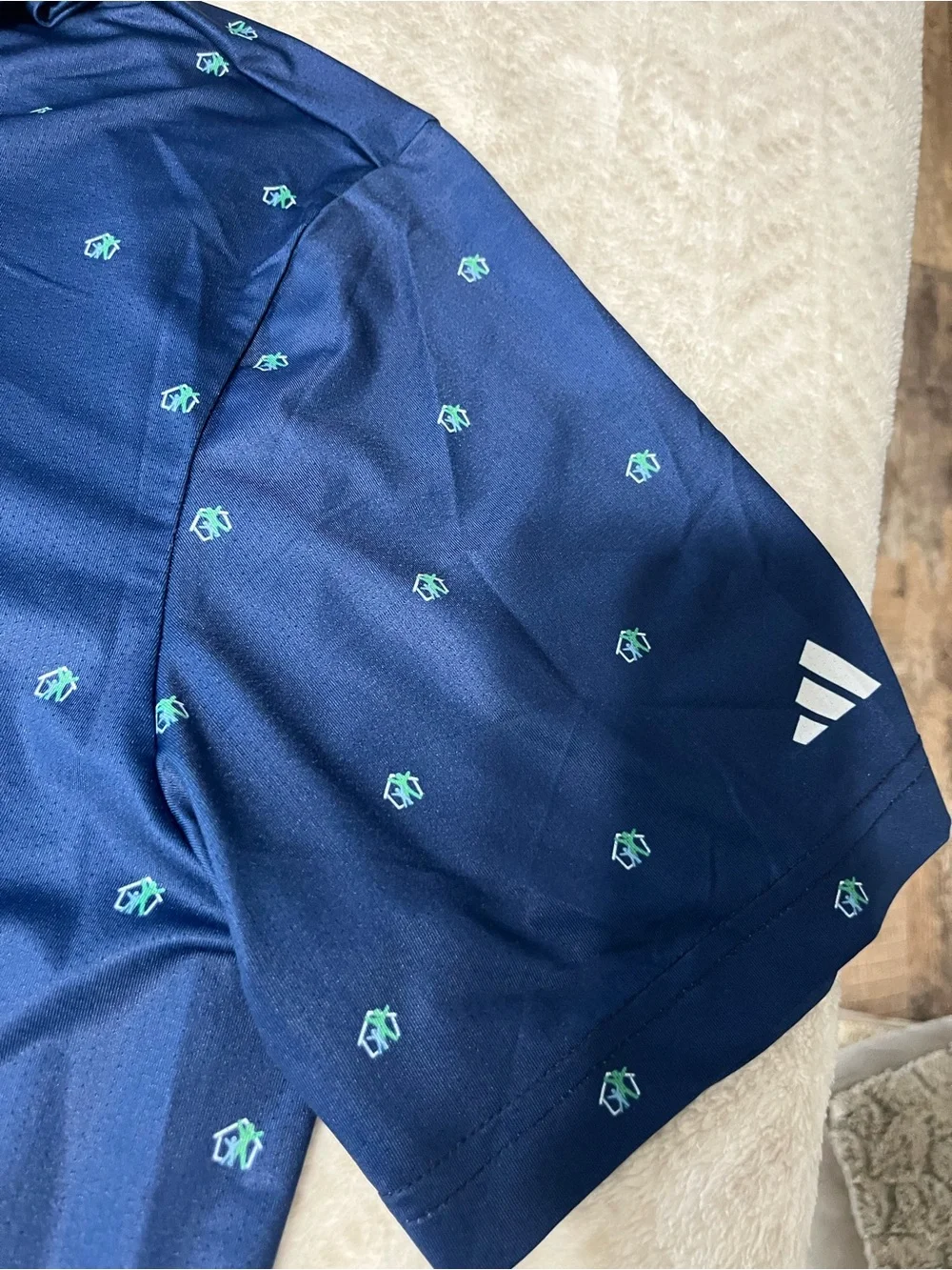Adidas Men’s Navy Polo with Mint Micro-Print XL